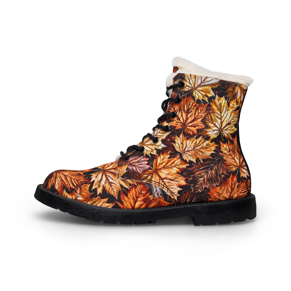 Autumn Maple Leaf Boots | Fur Lined Leather Boots