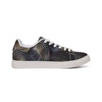 Men's low-top sneakers with swirl leather design, casual Printify shoes featuring comfortable lace-up style and stylish leather finish.