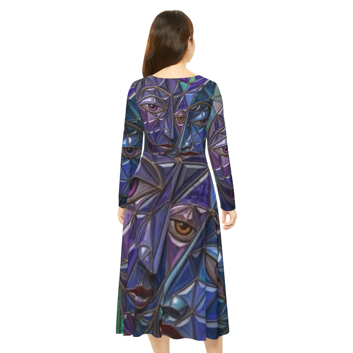 Geometric Women's Long Sleeve Dress Mosaic | No More Stolen Sisters Series #mmiwg Collection