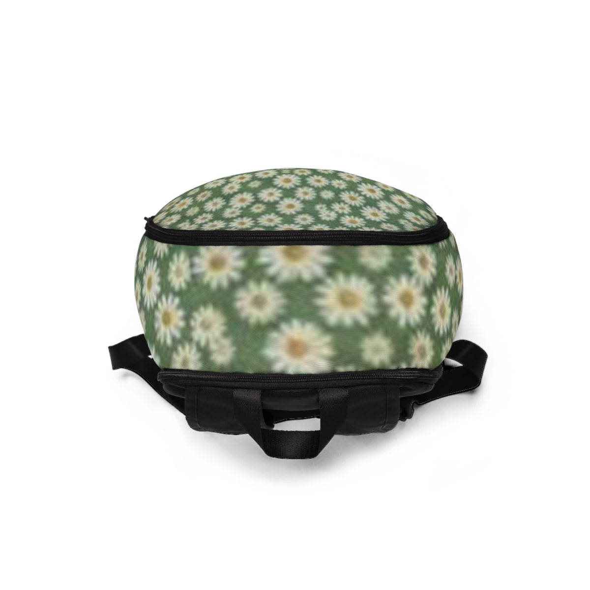 Green Daisy Pattern Backpack | Floral Retro Meadow Print