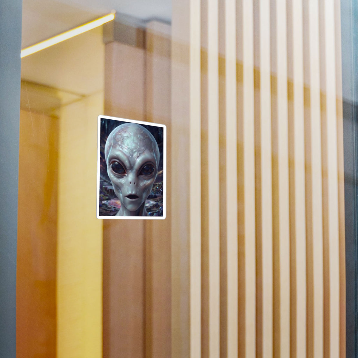 Alien Face Vinyl Decal — Kiss-Cut Extraterrestrial Sticker for Laptops, Windows & Gear