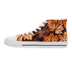 Sneakers alte da donna con foglie d'acero autunnali | Motivo foglie autunnali