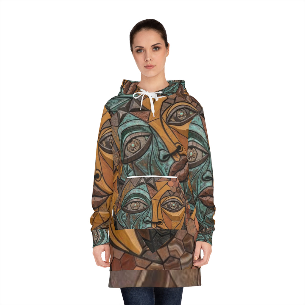 Geometric Mosaic Face Hoodie Dress | No More Stolen Sisters Series #mmiwg