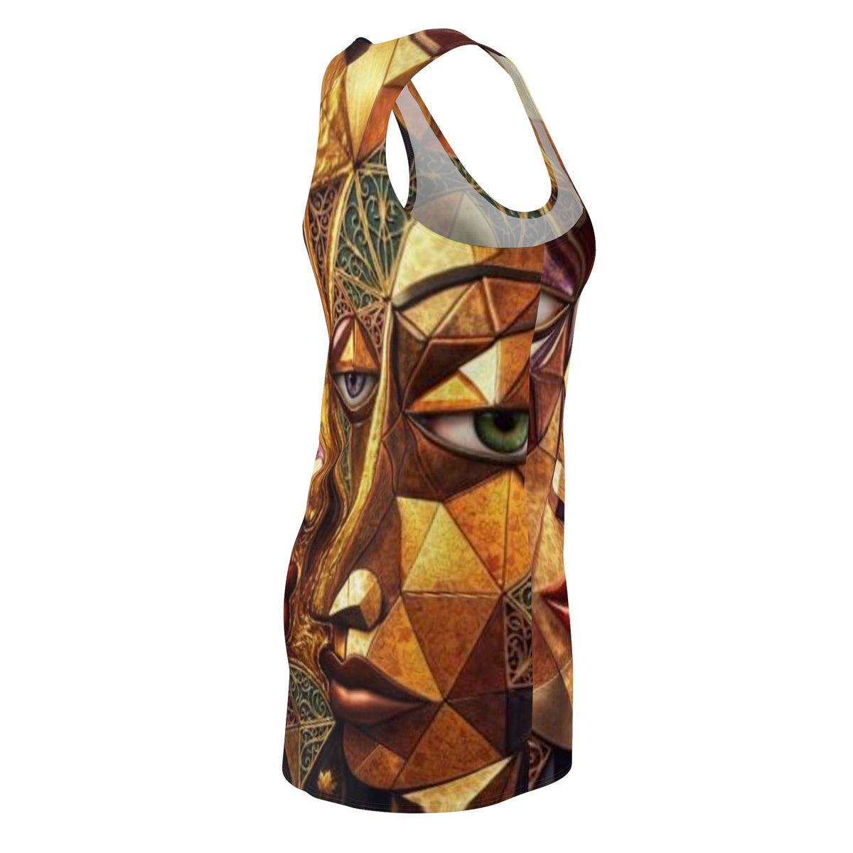 Abstract Tribal Faces Racerback Dress — "No More Stolen Sisters!" Collection