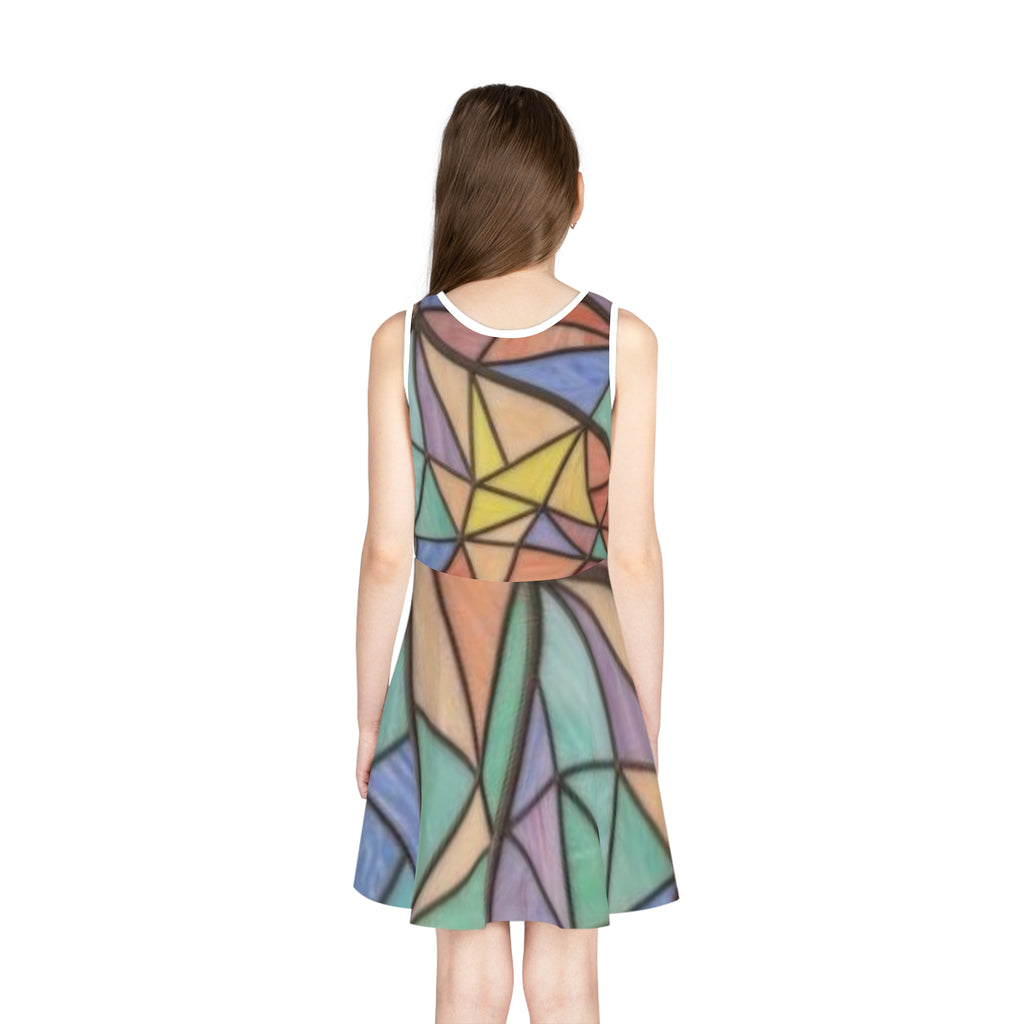Pastel Geometric Girls Sundress | Sleeveless A-Line Summer Dress | "No More Stolen Sisters" Series #mmiwg