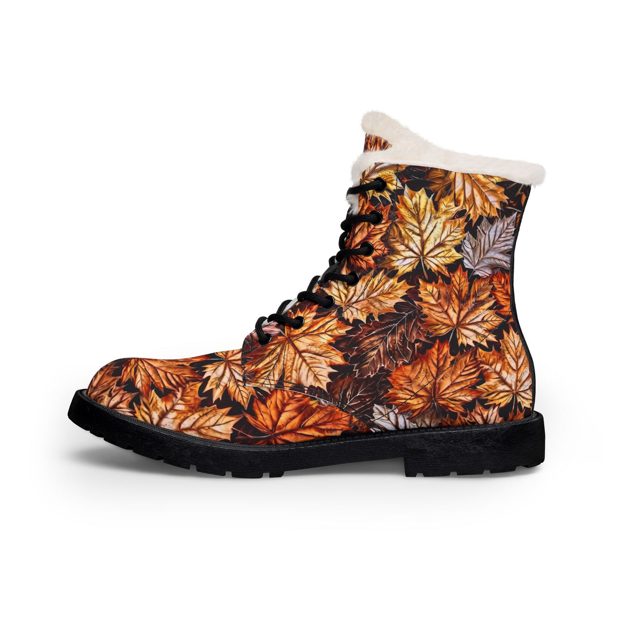 Autumn Maple Leaf Boots | Fur Lined Leather Boots