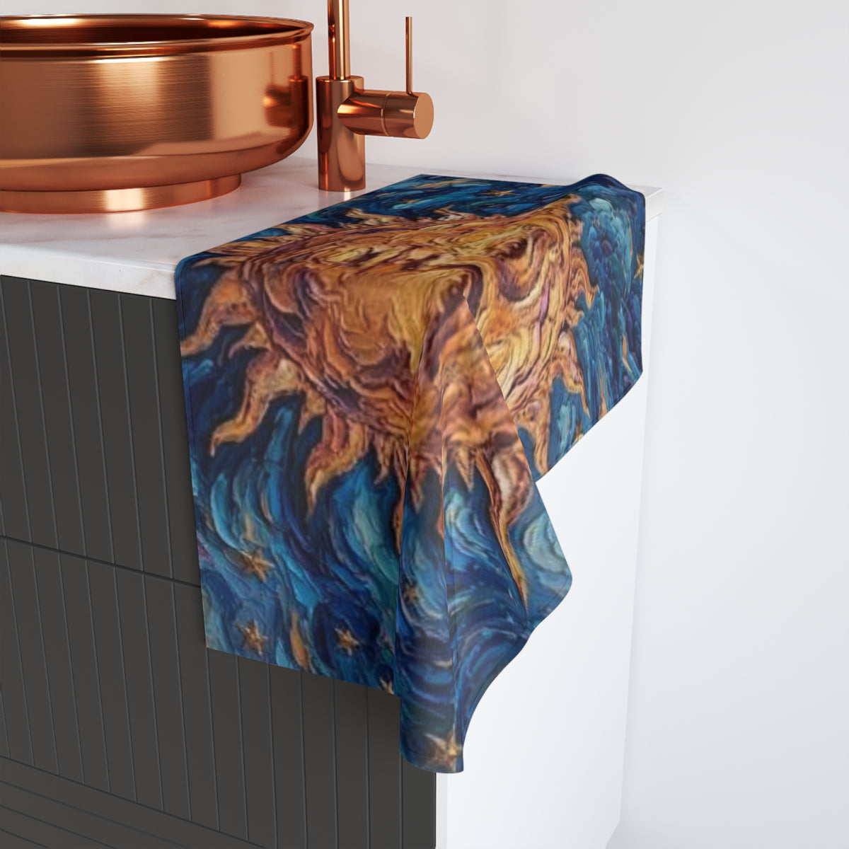 Sunrise Sunface Hand Towel — Boho Celestial Kitchen & Bath Towel