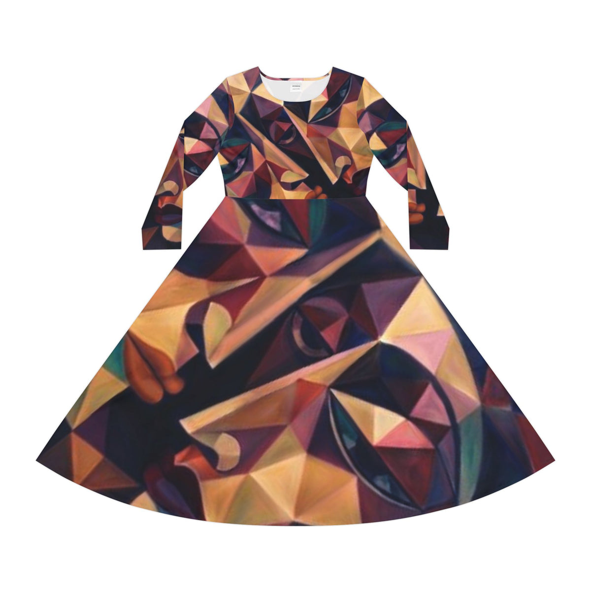 Abstract Geometric Long Sleeve Unique Dress — "No More Stolen Sisters!" #mmiwg Collection
