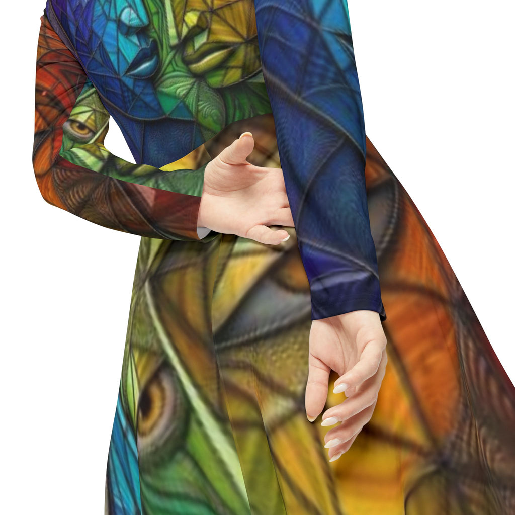 Abstract Long Sleeve Dress | Colorful Geometric Art design | No More Stolen Sisters Series