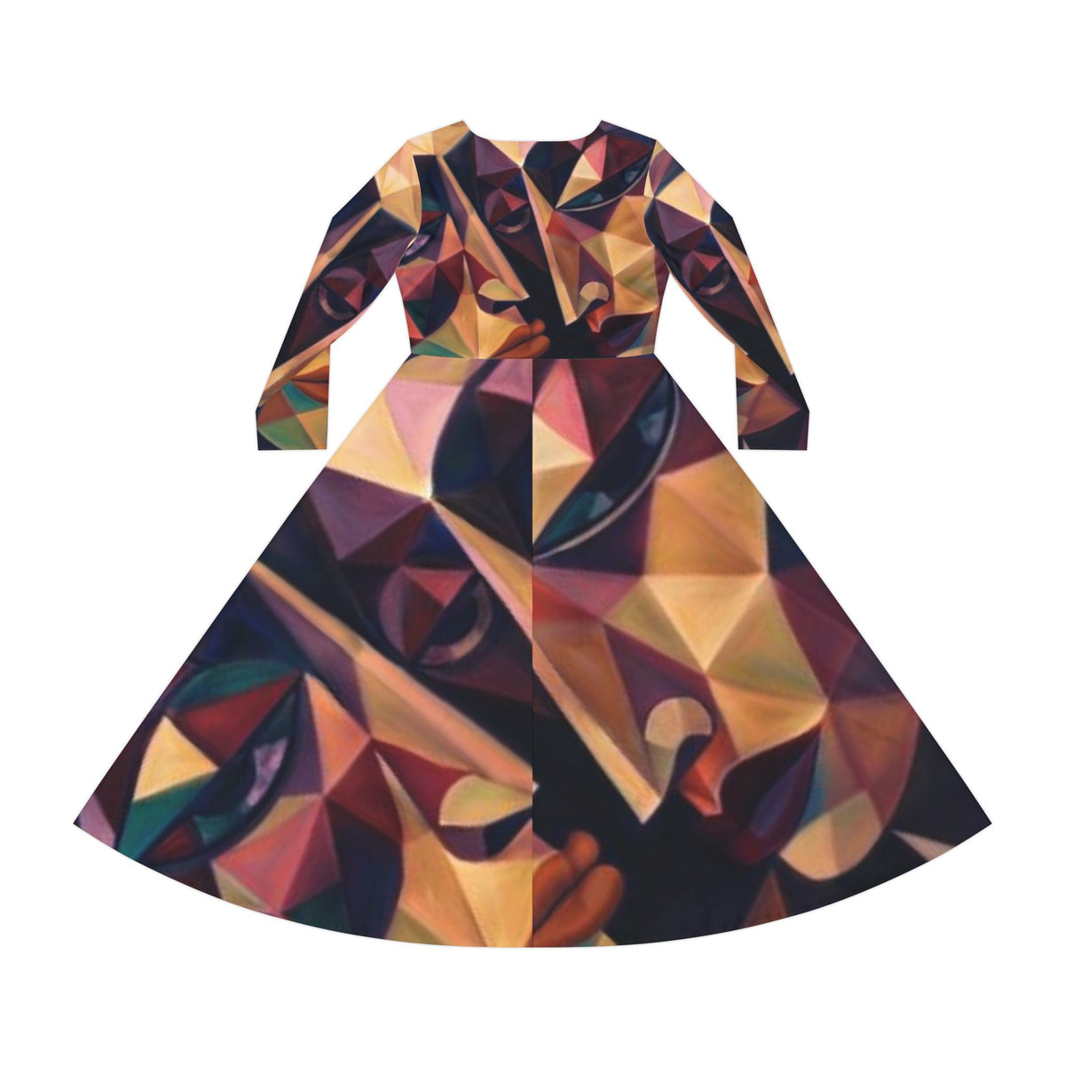 Abstract Geometric Long Sleeve Unique Dress — "No More Stolen Sisters!" #mmiwg Collection