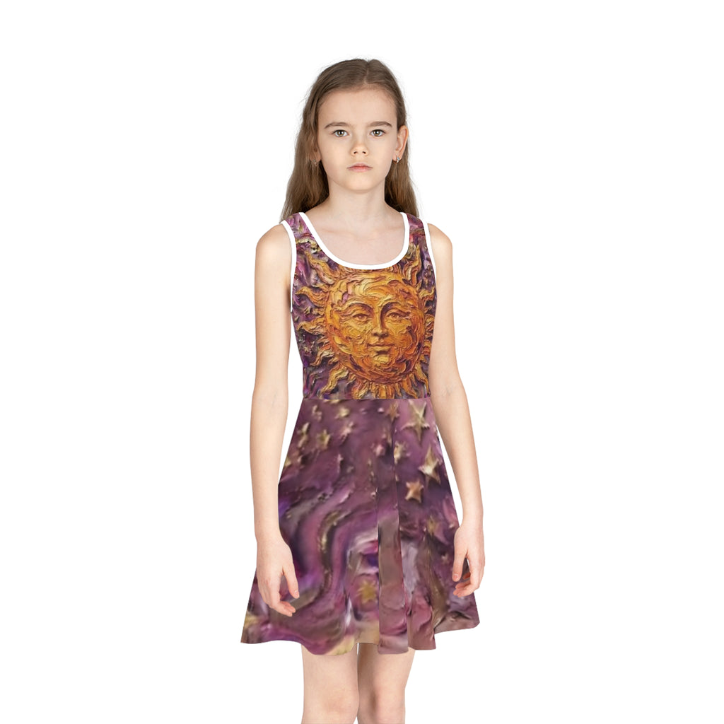 Girls' Sun & Stars Sundress — Celestial AOP Dress - "No More Stolen Sisters!" #mmiwg Collection
