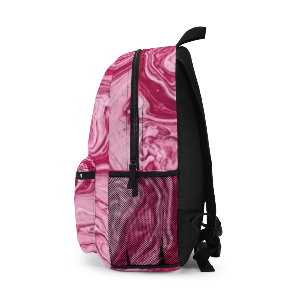 Pink Marble Backpack — Swirled Pink Aesthetic School & Travel Bag