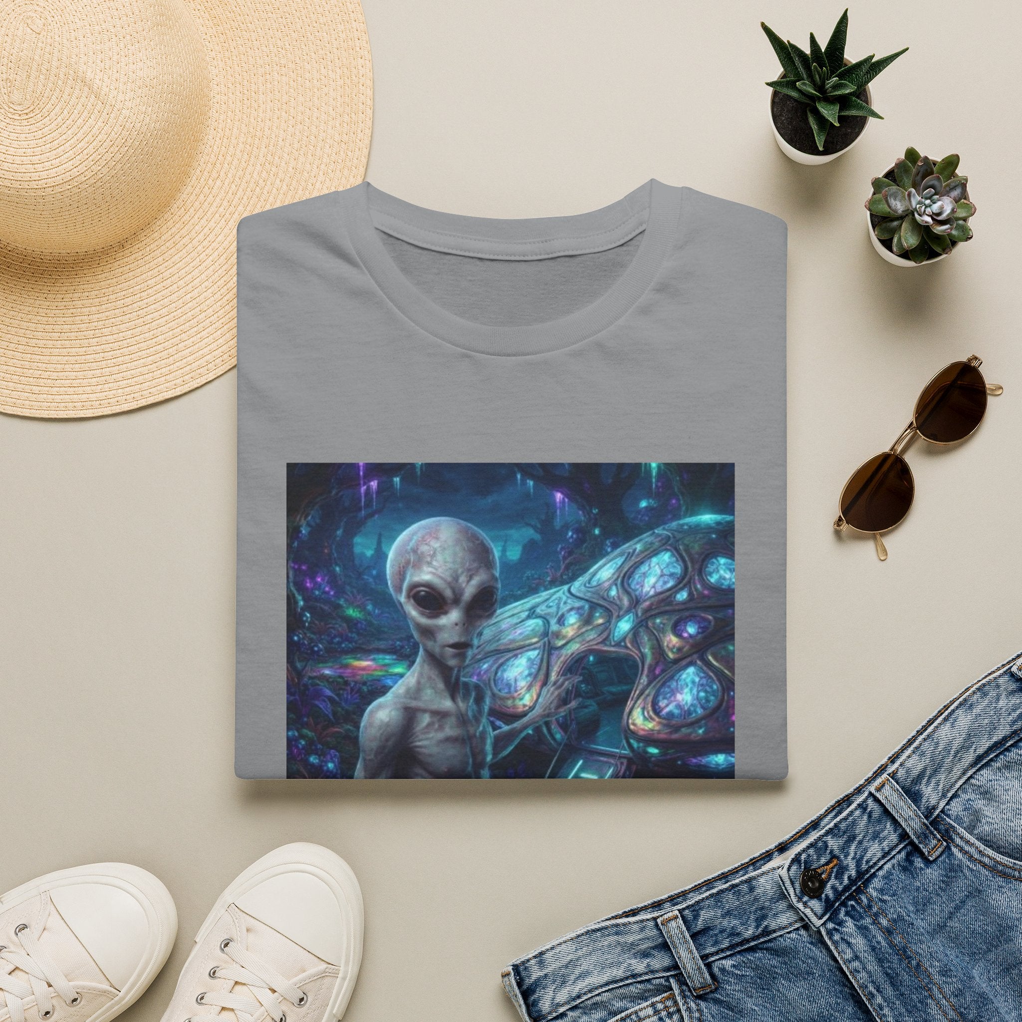 Alien Encounter T‑Shirt — Galactic Grey Extraterrestrial Art Tee
