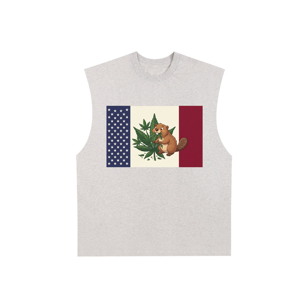 Camiseta sin mangas de algodón con borde sin rematar