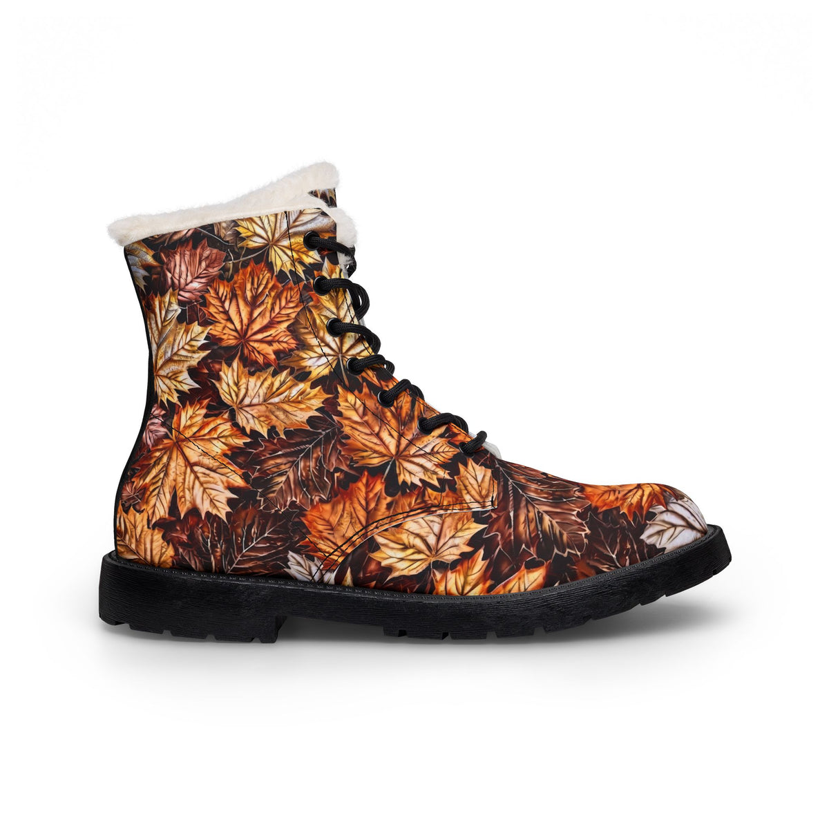 Autumn Maple Leaf Boots | Fur Lined Leather Boots