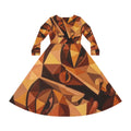 Geometric Abstract Faces Dress | Long Sleeve Dance Dress No More Stolen Sisters Series #mmiwg
