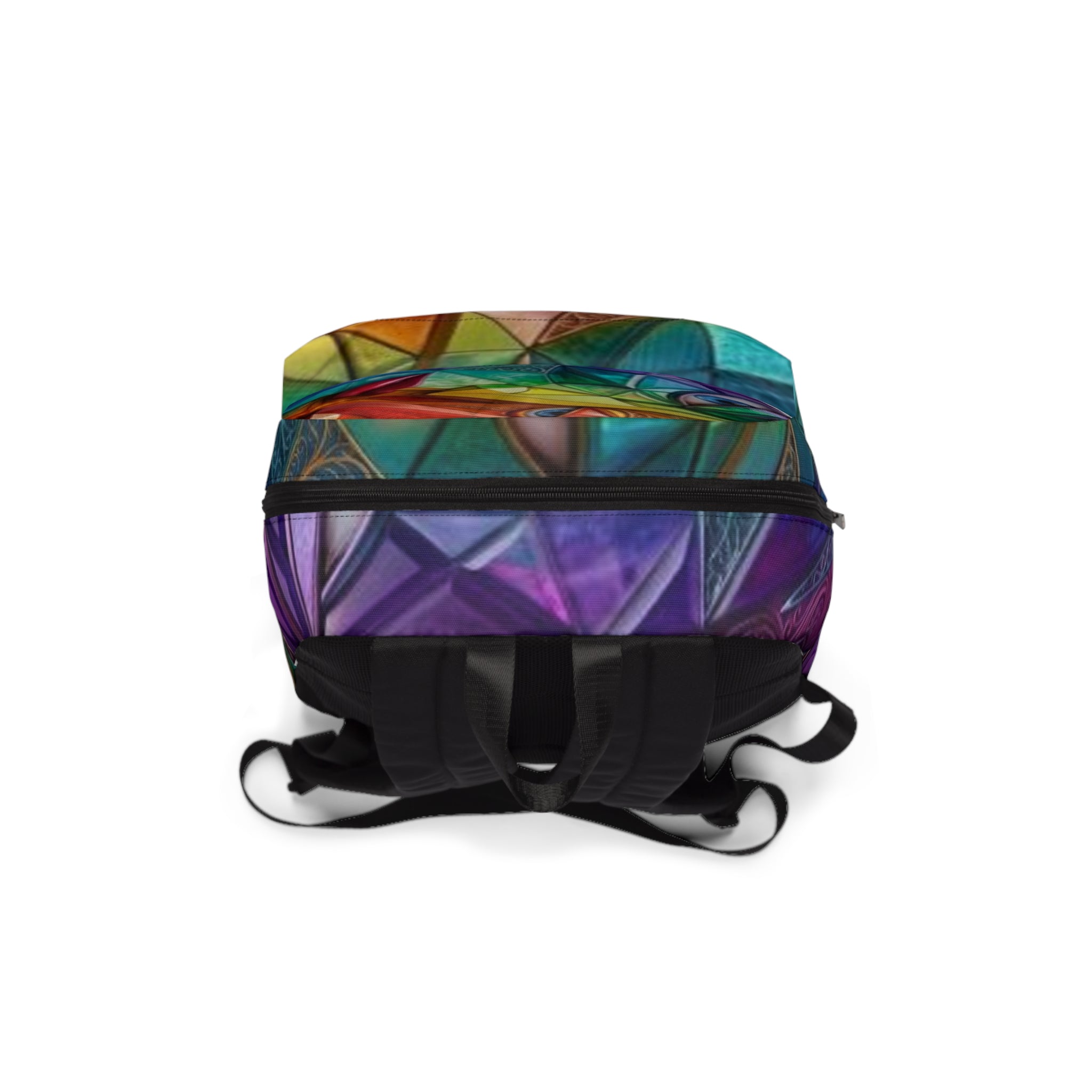 Geometric Abstract Faces Backpack | Colorful Cubist Eye Pattern