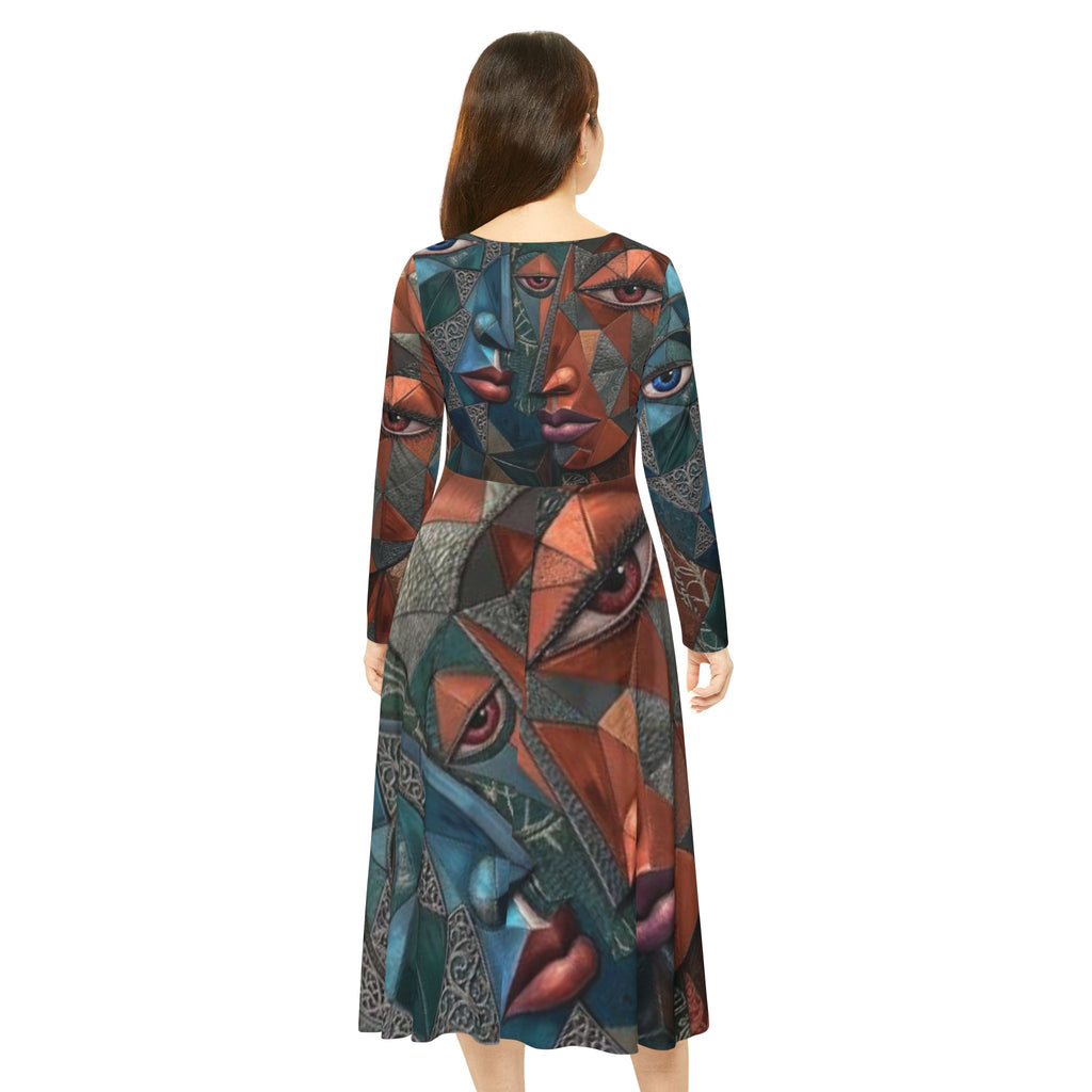Abstract Dress | Geometric Long Sleeve Dress  |  "No More Stolen Sisters" Series #mmiwg