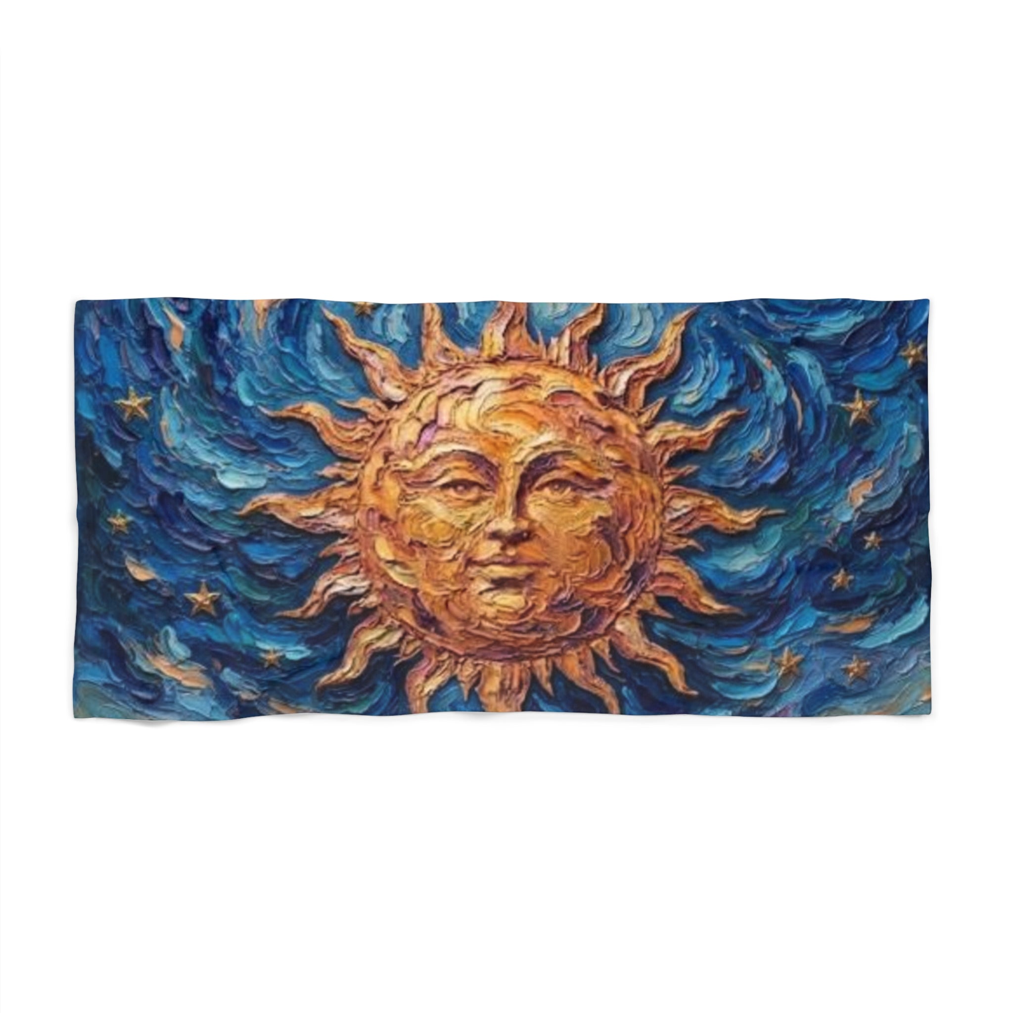 Sun and Stars Beach Towel — Vibrant Celestial Sun Design