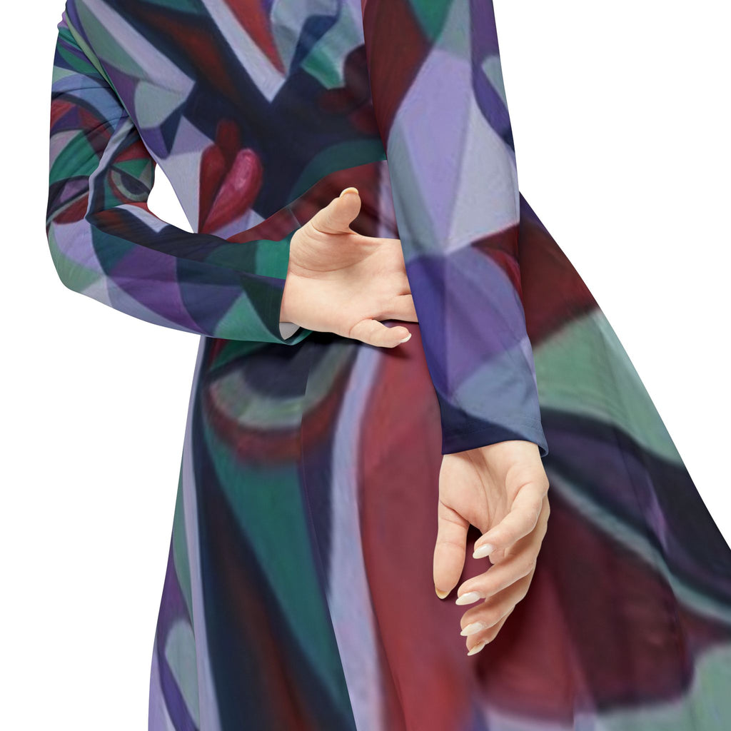 Geometric Abstract Long Sleeve Dance Dress| "No More Stolen Sisters" Series #mmiwg