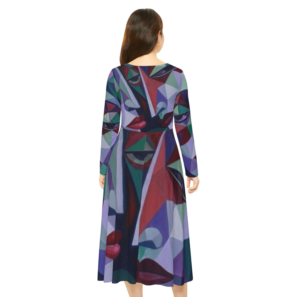 Geometric Abstract Long Sleeve Dance Dress| "No More Stolen Sisters" Series #mmiwg