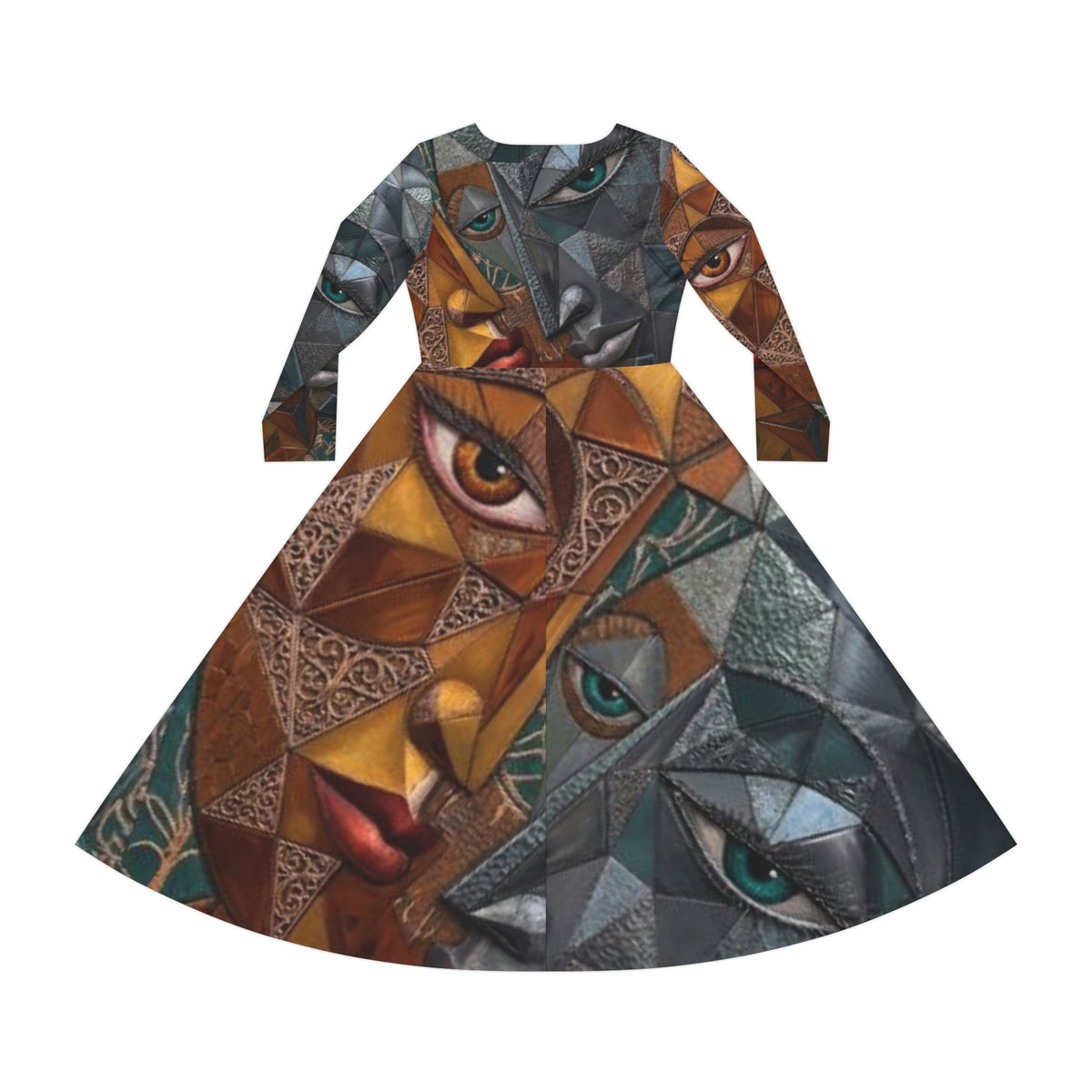 Vestido de danza de manga larga con careta cubista