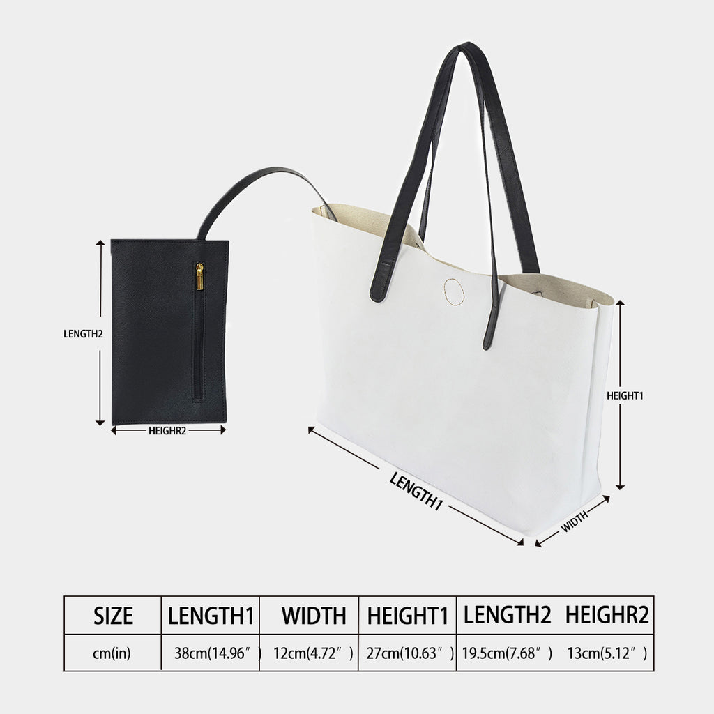 Borsa tote da shopping con mini borsetta nera
