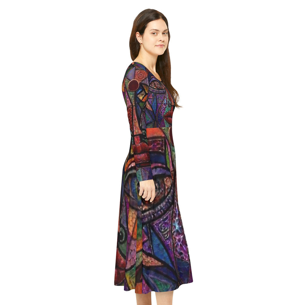 Colorful Abstract | Long Sleeve Dance Dress |  "No More Stolen Sisters" Series #mmiwg