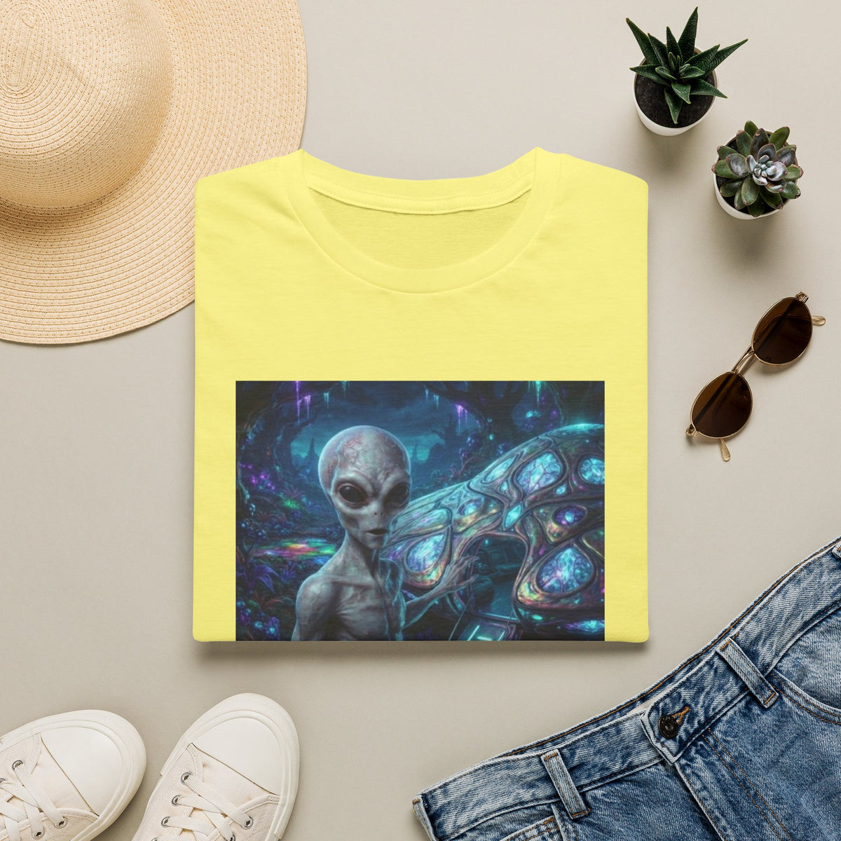 Alien Encounter T‑Shirt — Galactic Grey Extraterrestrial Art Tee