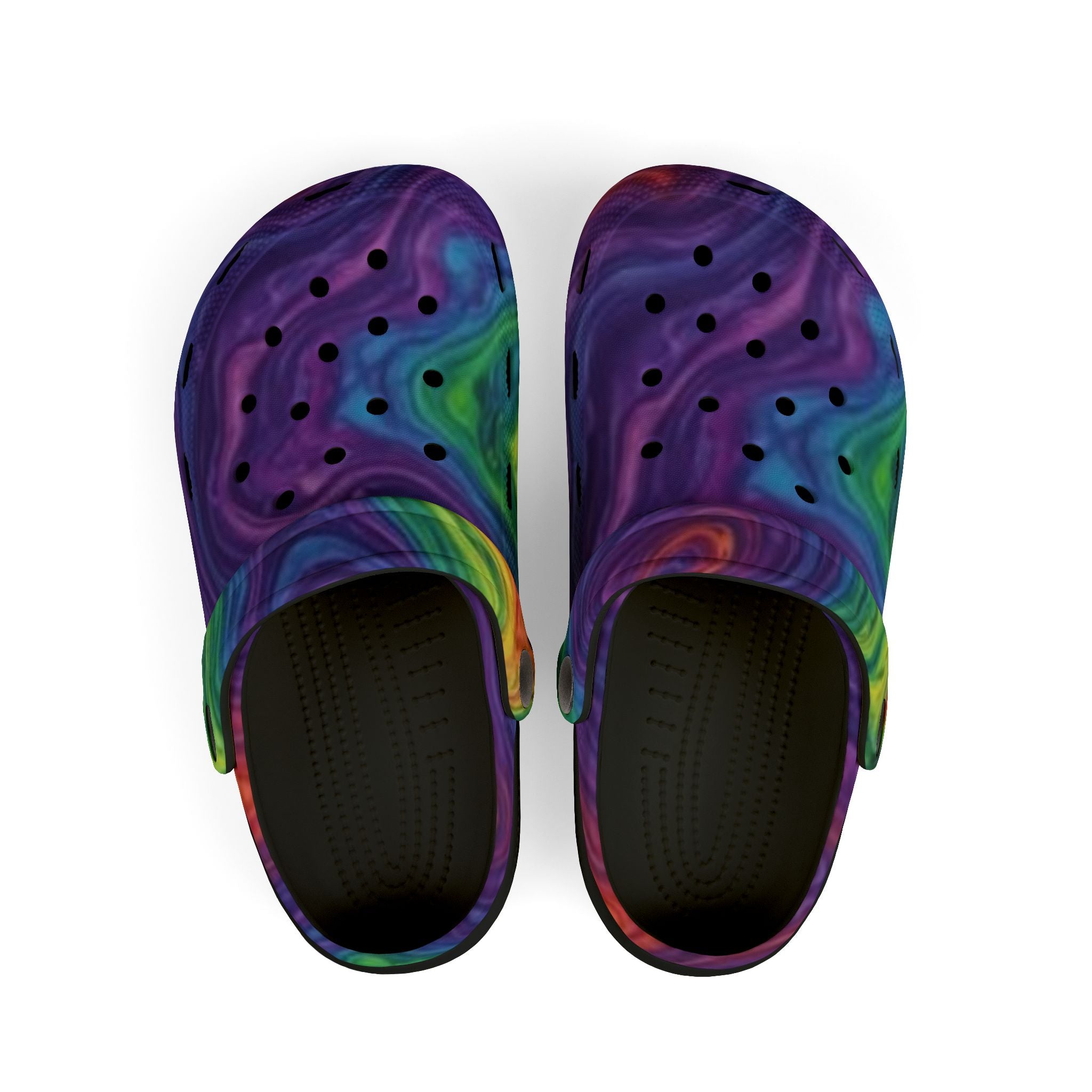 Kids Rainbow Swirl Foam Clogs — Colorful Tie-Dye EVA Slip-Ons