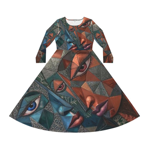Abstract Dress | Geometric Long Sleeve Dress  |  "No More Stolen Sisters" Series #mmiwg