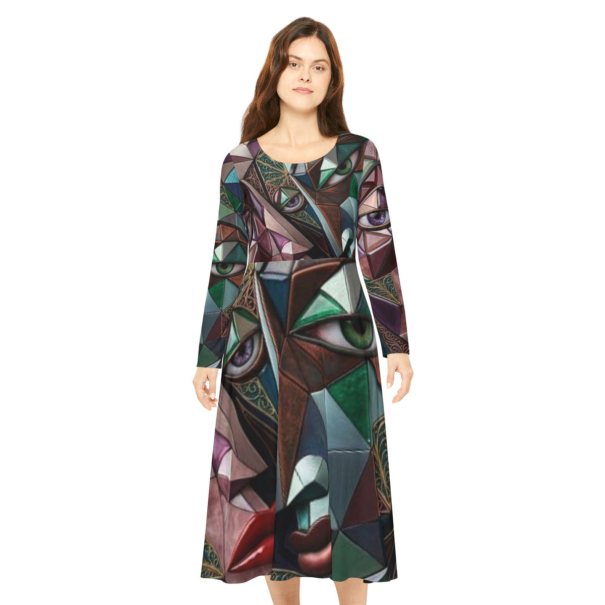 Abstract Geometric Dress Long Sleeve  |  "No More Stolen Sisters" Series #mmiwg
