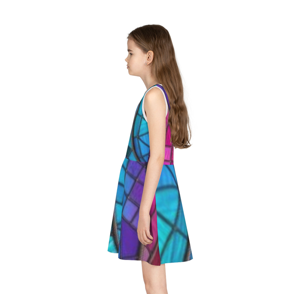 Mosaic Girls' Sundress | Colorful Geometric Tank Dress| No More Stolen Sisters Series #mmiwg