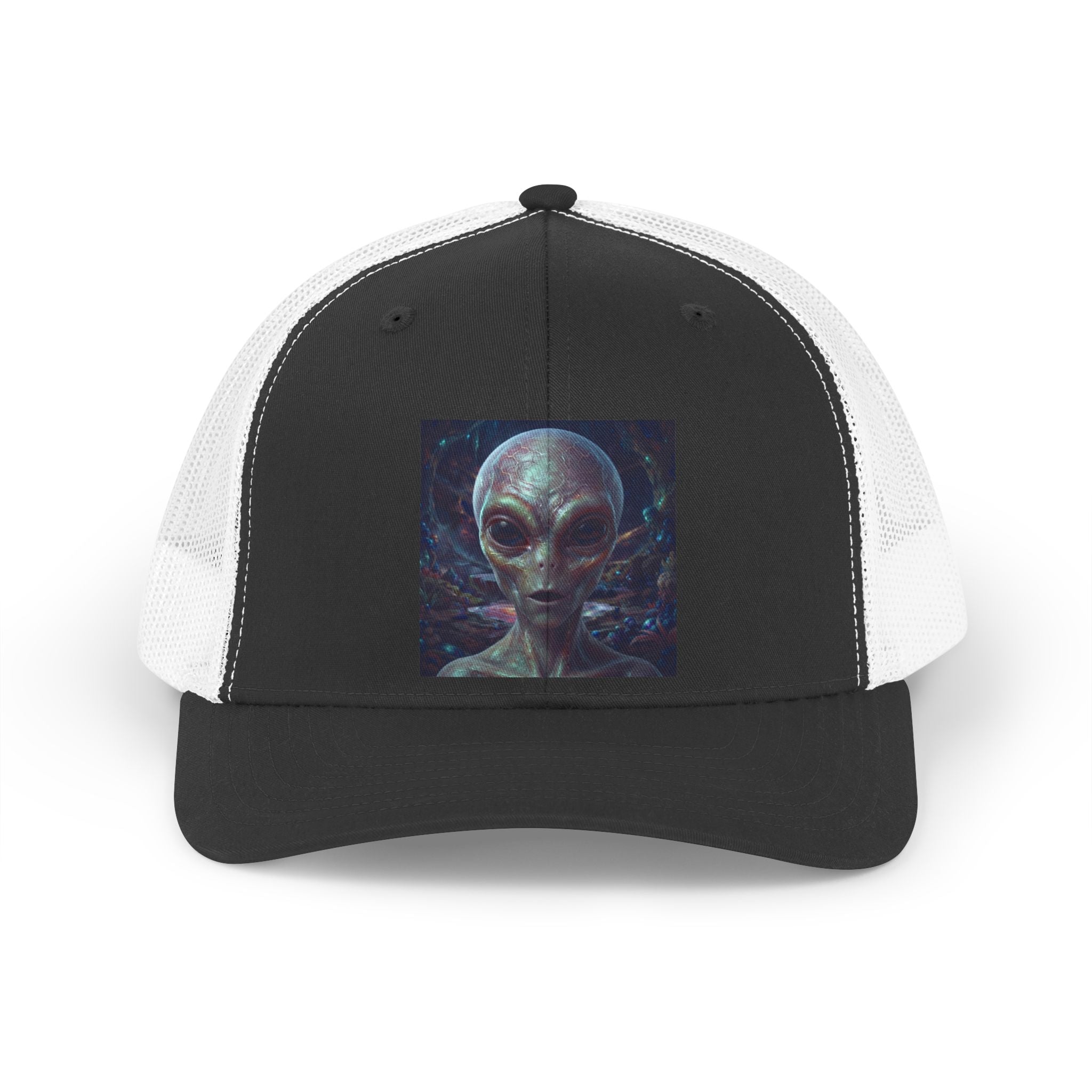 Alien Portrait baseball  cap UFO  Hat — Retro Sci‑Fi Mesh Cap