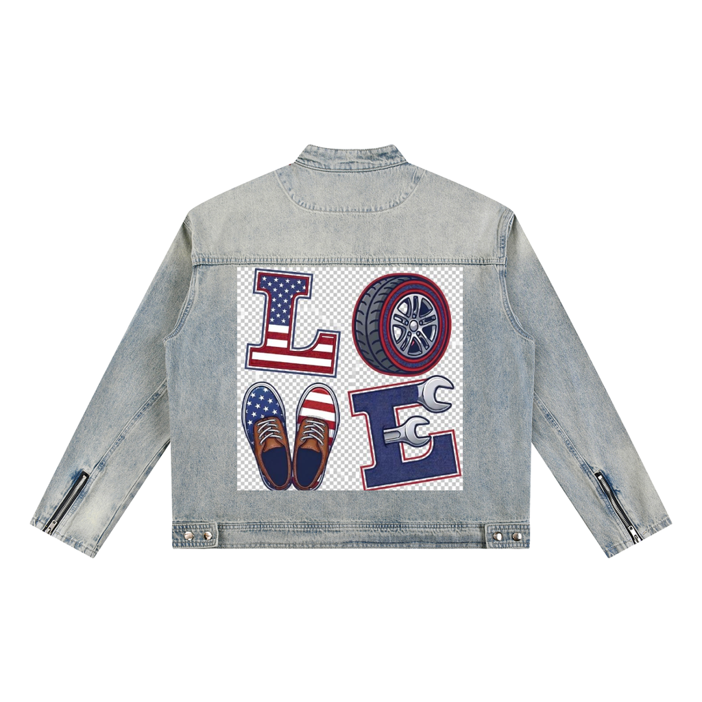 Vintage Wash Zip Denim Jacket