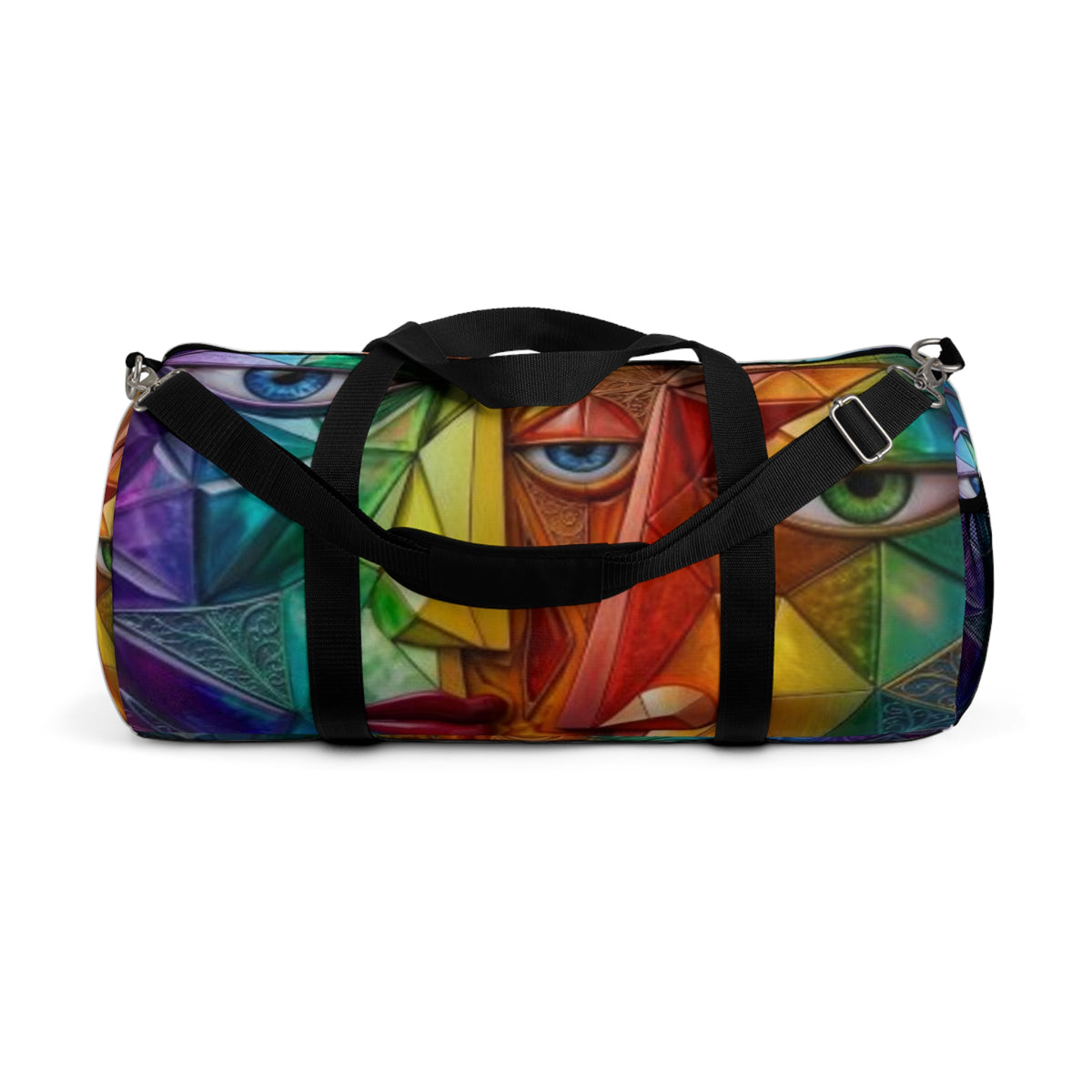 Colorful Geometric Eye Duffel Bag — Vibrant Abstract Travel Gym Bag