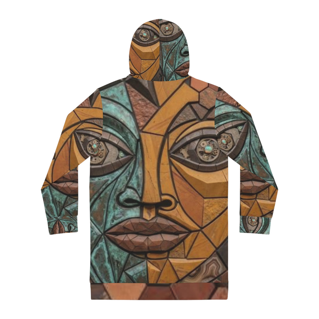 Geometric Mosaic Face Hoodie Dress | No More Stolen Sisters Series #mmiwg