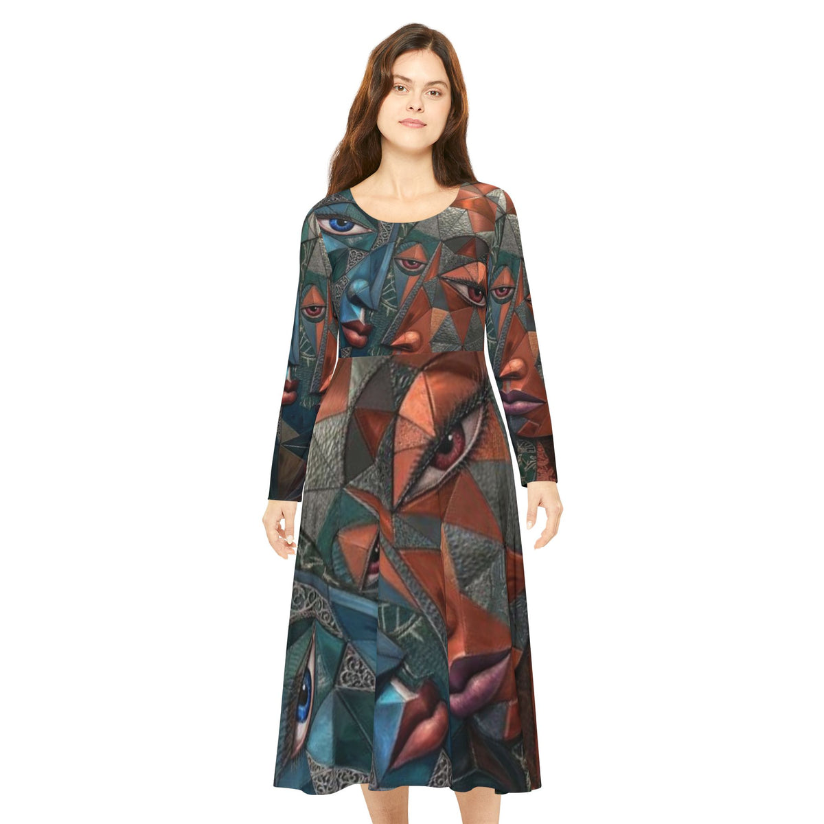 Abstract Dress | Geometric Long Sleeve Dress  |  "No More Stolen Sisters" Series #mmiwg