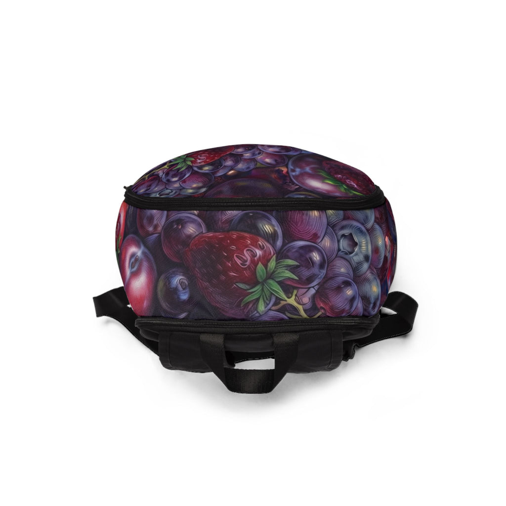 Berry Bliss Backpack — Purple Fruit Pattern Fabric Backpack