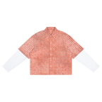 Camicia unisex a maniche corte a quadri con lavaggio vintage