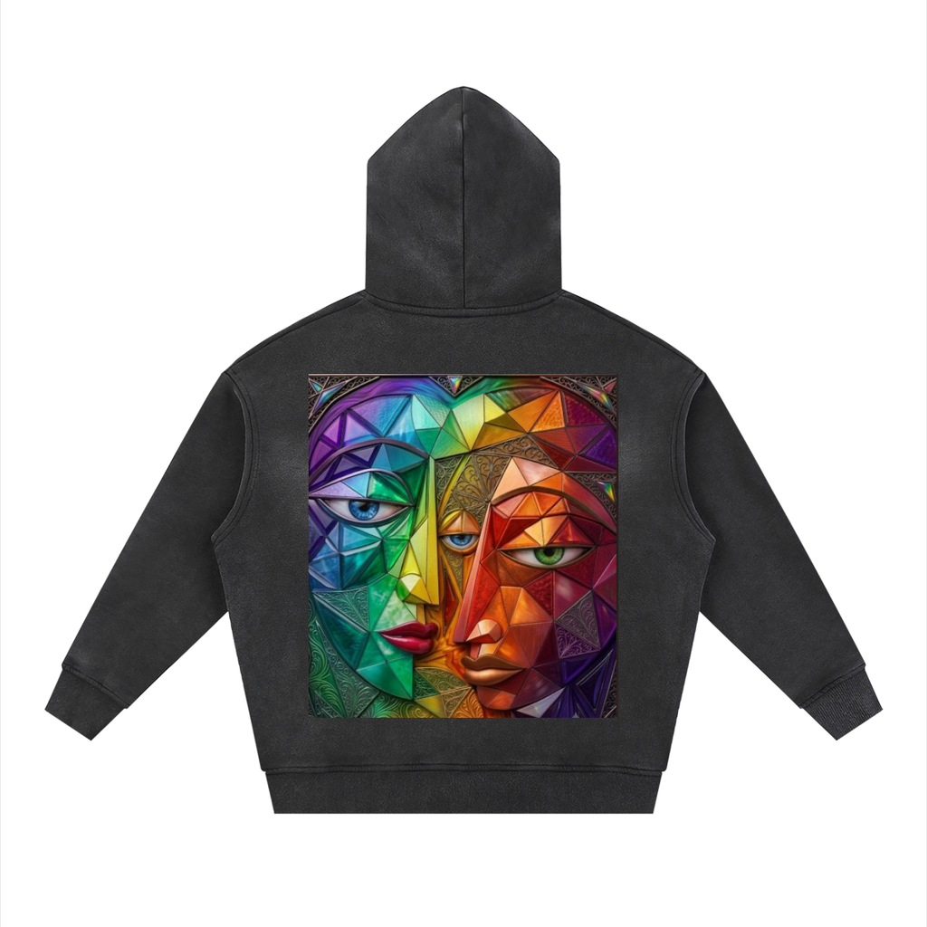 Sunfade Two-way Zipper Boxy Fleece Hoodie