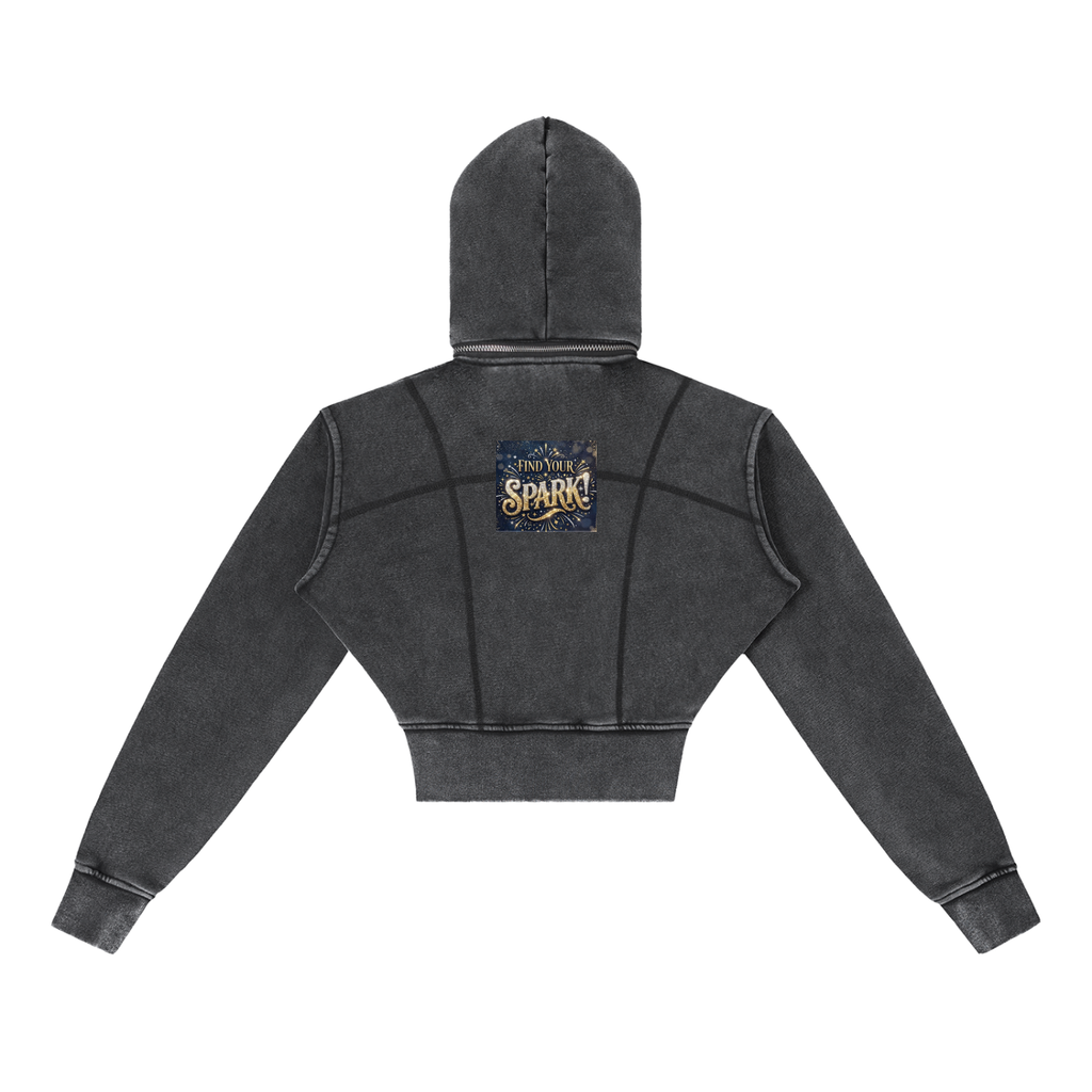 Vintage Washed Cropped Fleece Hoodie