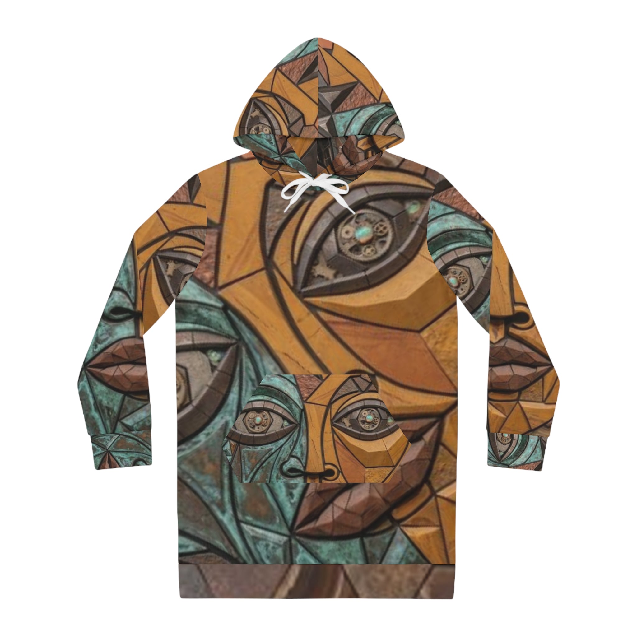Geometric Mosaic Face Hoodie Dress | No More Stolen Sisters Series #mmiwg