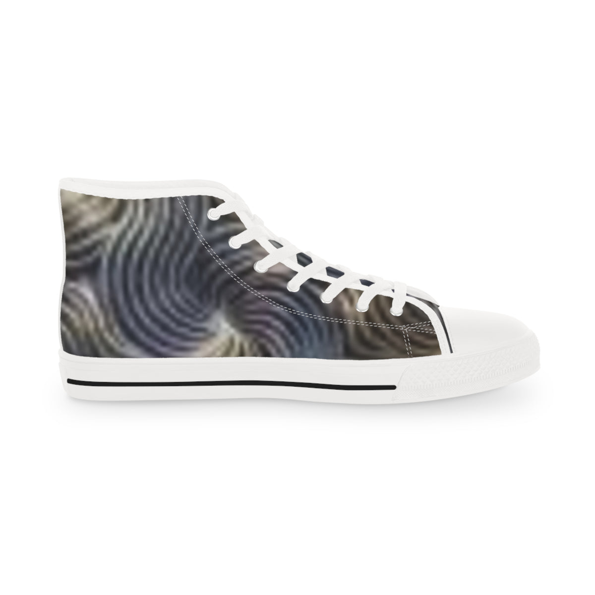 High Top Sneakers — Monochrome Wave Pattern Men’s Canvas Shoes
