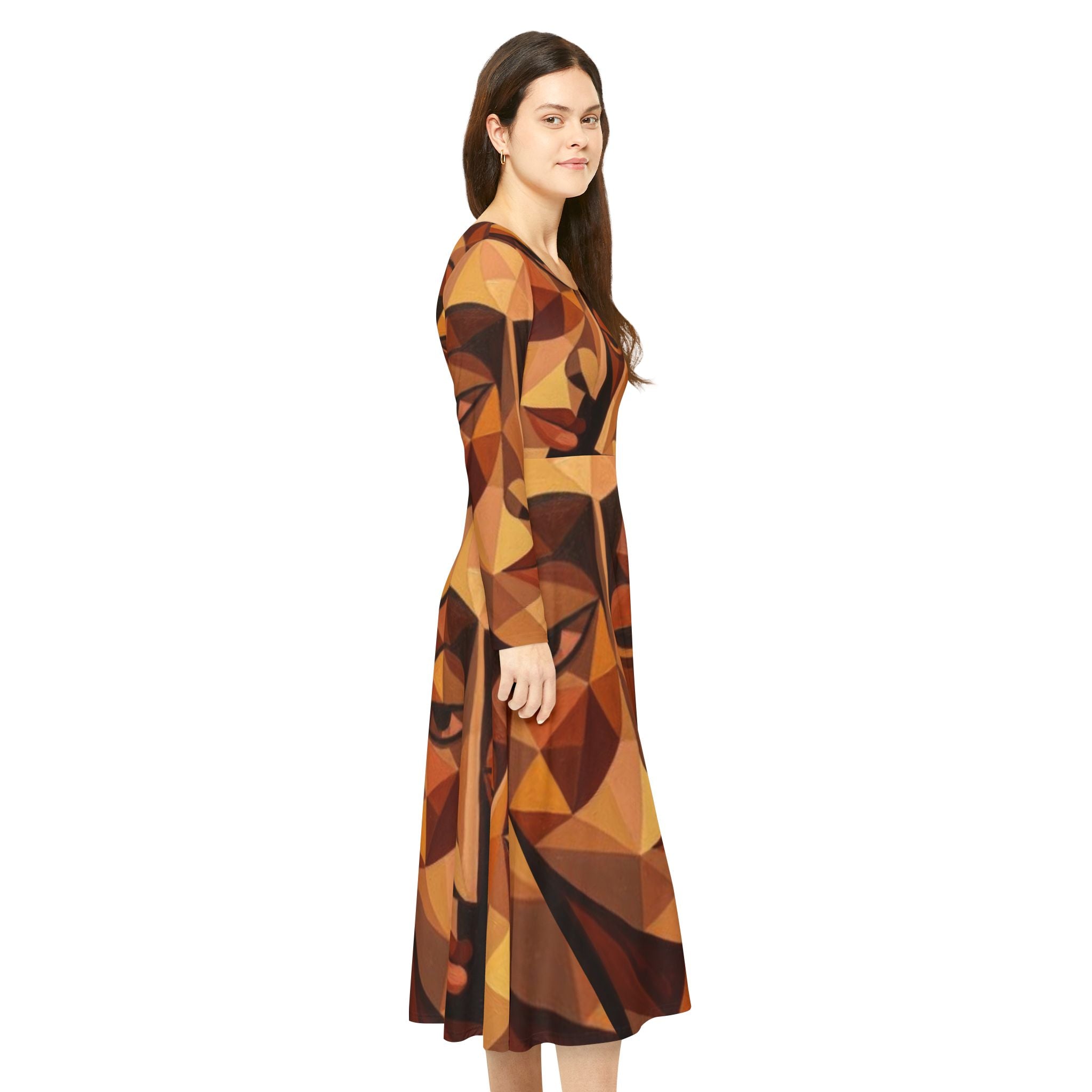 Vestido de Caras Geométricas Abstractas | Vestido de Baile de Manga Larga Serie No Más Hermanas Robadas #mmiwg