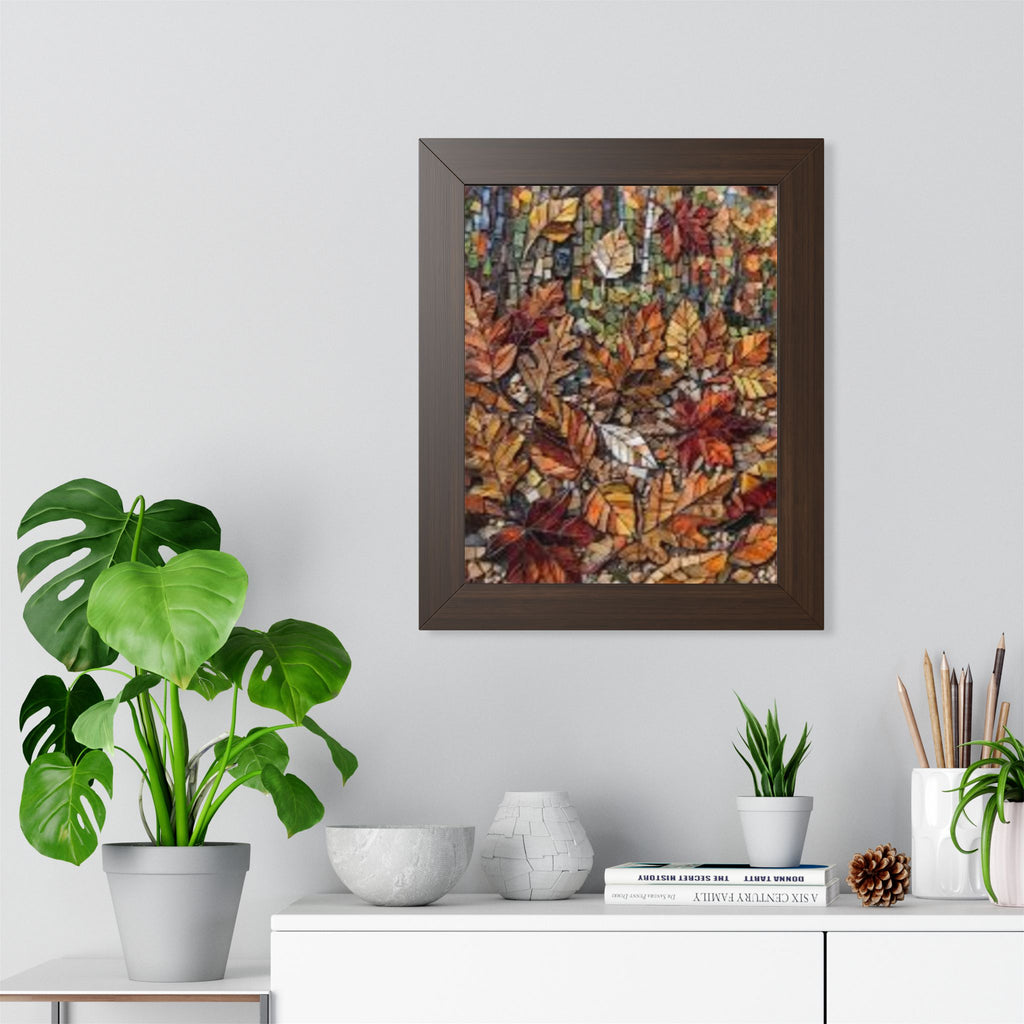 Framed Poster — Autumn Leaves Mosaic Wall Art