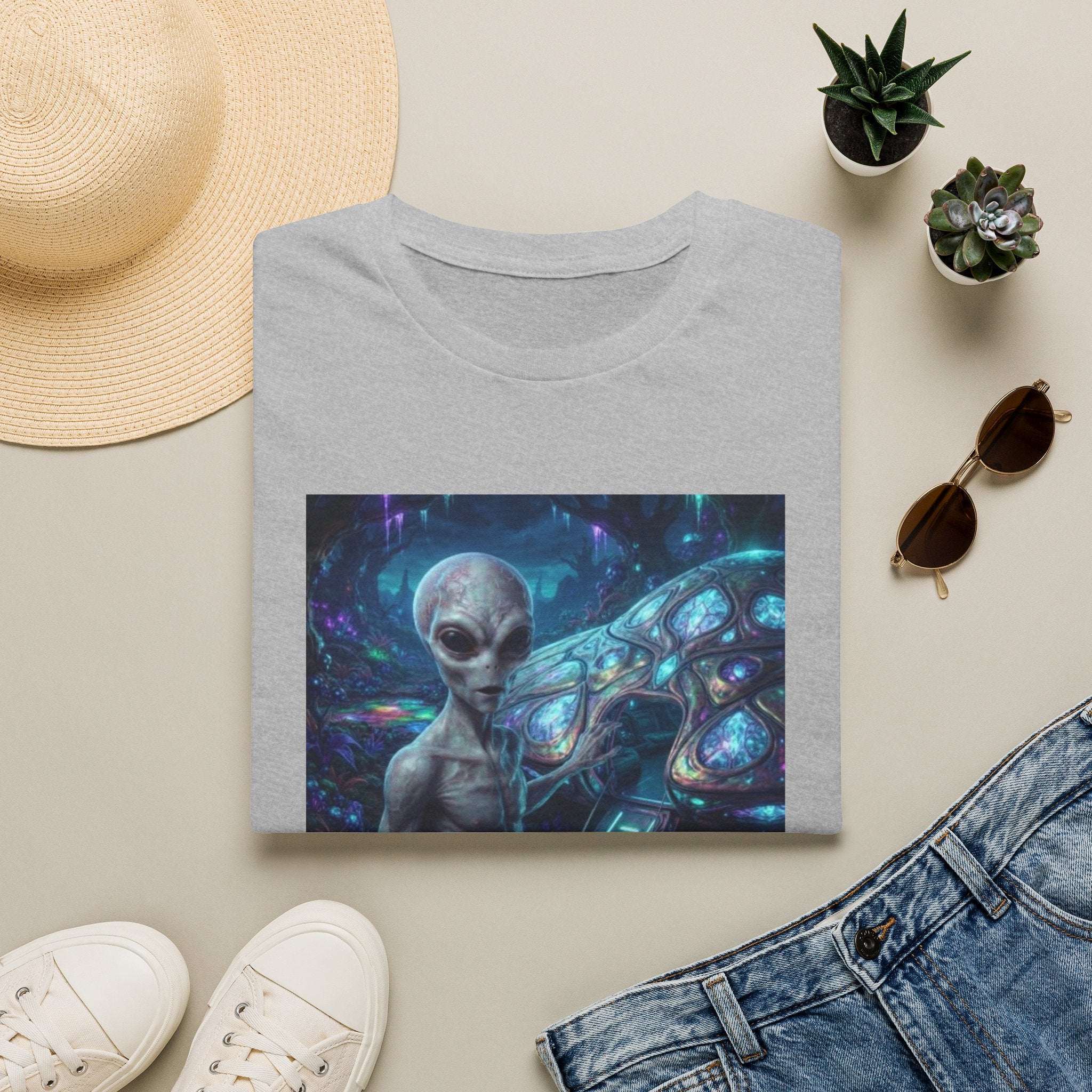 Alien Encounter T‑Shirt — Galactic Grey Extraterrestrial Art Tee