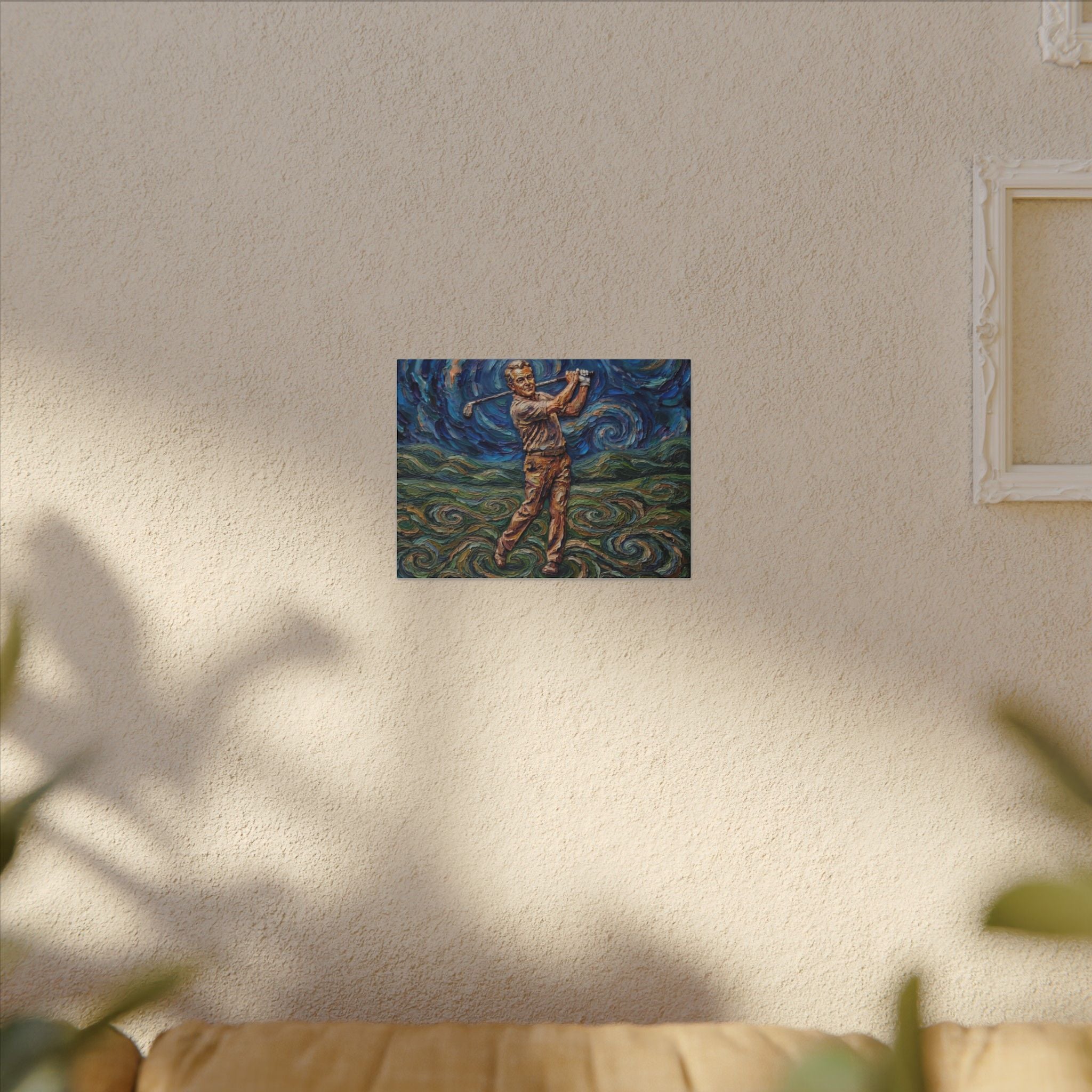 Golf Swing Matte Canvas Wall Art — Impressionist Golfer Painting