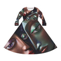 Abstract Faces Long Sleeve Skater Dress -"No More Stolen Sisters!" Collection