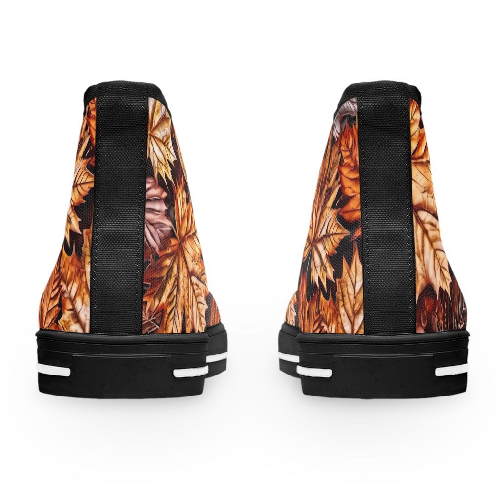 Autumn Leaves High Top Sneakers | Fall Leaf Pattern Canvas Shoes